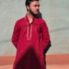 Maroon Mandarin Collar Cotton Ethnic Wear