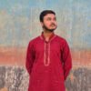Maroon Mandarin Collar Cotton Ethnic Wear