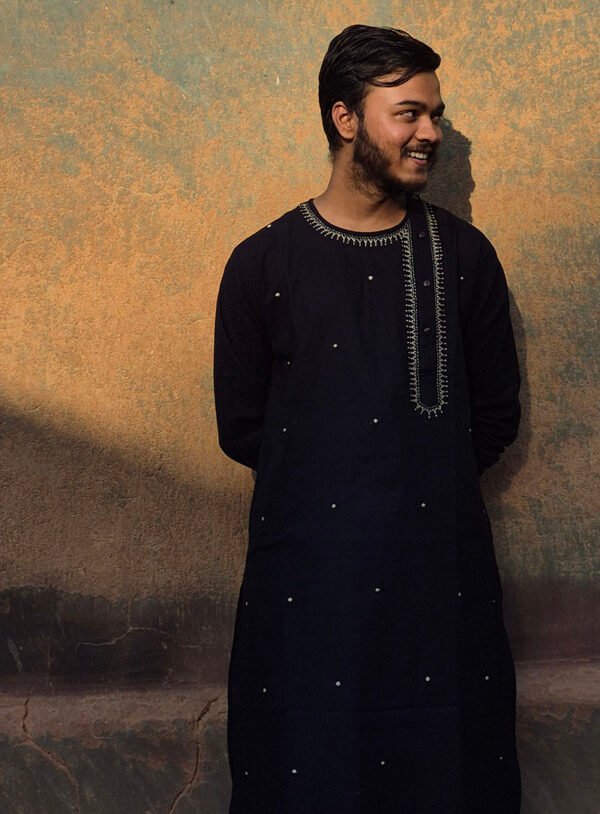 Airy Hand Embroidered Cotton Kurta for Men