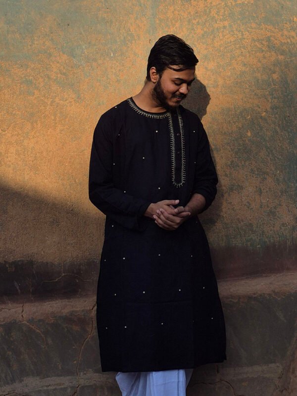 Airy Hand Embroidered Cotton Kurta for Men