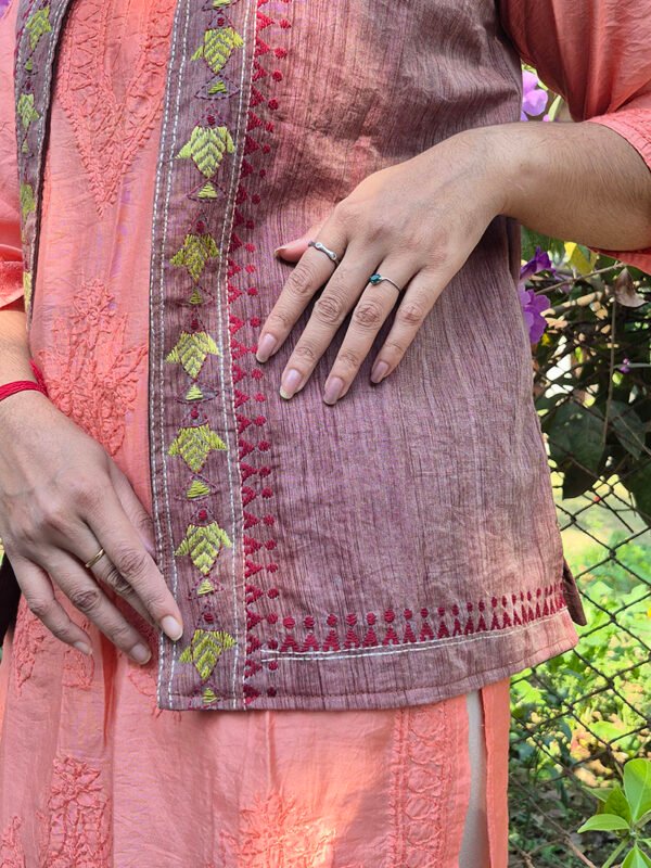 Kantha Stitch Semi Tussar Jacket with Pockets