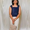 Women’s Navy Blue Cotton Pleated Top