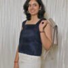 Women’s Navy Blue Cotton Pleated Top